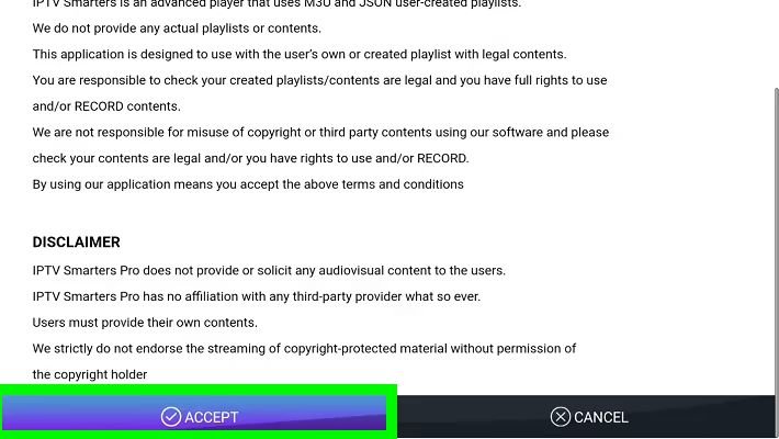 Conditions d'utilisation d'IPTV Smarters Pro